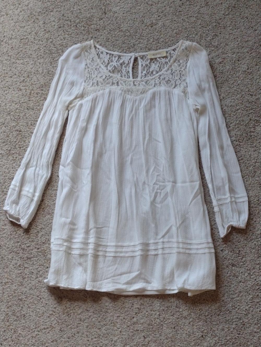Altar'd State White Lace-Yoke Peasant Tunic